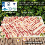 Beef rib SHORTRIB Australia GREENHAM frozen 3 RIBS CROSSED CUTS galbi bulgogi 1" 2.5cm (price/pack 1kg 6-7pcs)